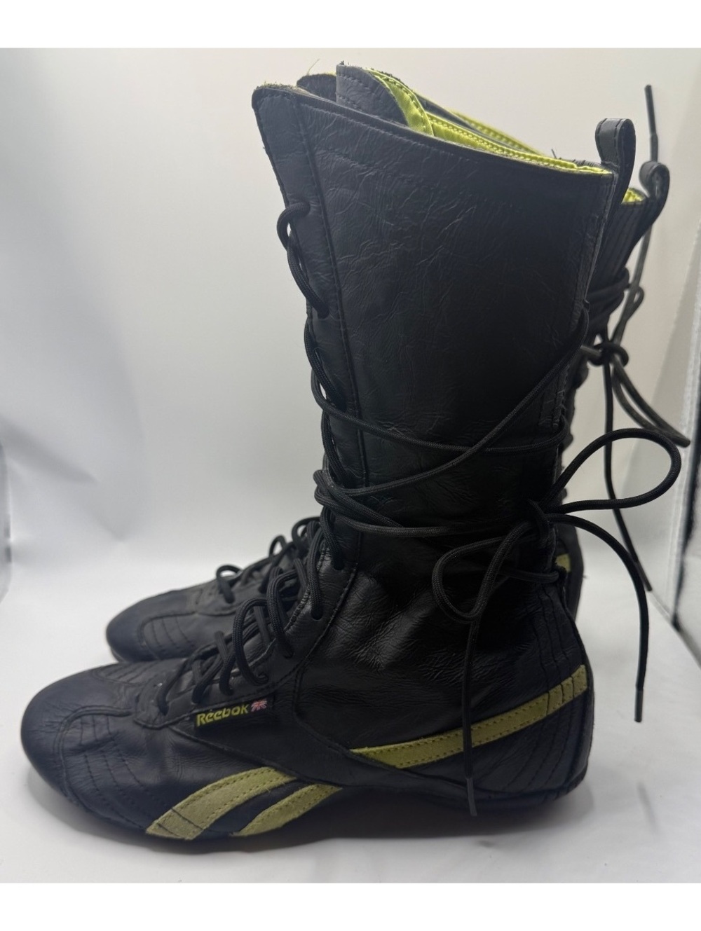 vintage black leather Reebok high-top boxing boots Eur 38.5 women’s size 8